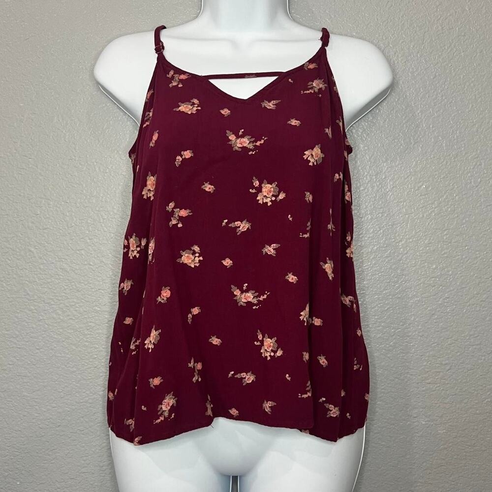 Burgundy floral tank top by So